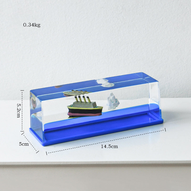 Titanic Liquid Wave Ship For Car Dashboard